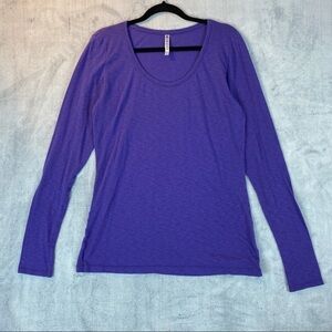 Fabletics Long Sleeve Tee Womens XXL Scoop Neck Purple Stretchy Activewear Top